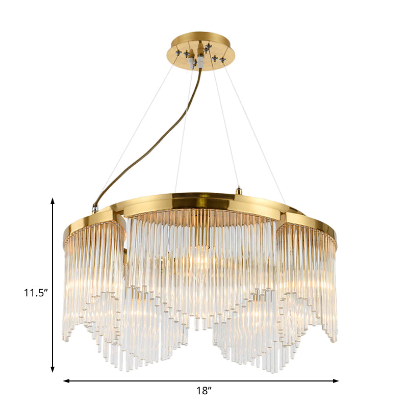 Curtain Living Room Chandelier Light Clear Crystal Glass 5 Heads Contemporary Ceiling Pendant Clearhalo 'Ceiling Lights' 'Chandeliers' 'Modern Chandeliers' 'Modern' Lighting' 225594