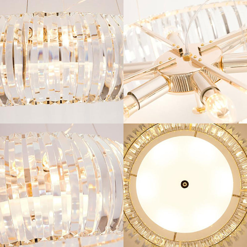 Minimal Globe Hanging Chandelier Crystal 6 Lights Living Room Pendant Light Fixture in Gold Clearhalo 'Ceiling Lights' 'Chandeliers' 'Modern Chandeliers' 'Modern' Lighting' 225618