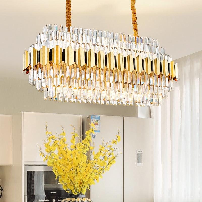 39" Wide 7-Tiered Icicle Hanging Chandelier Contemporary Crystal 16-Light Gold Pendant Light over Table Clearhalo 'Ceiling Lights' 'Island Lights' Lighting' 225624