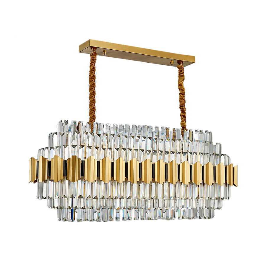 39" Wide 7-Tiered Icicle Hanging Chandelier Contemporary Crystal 16-Light Gold Pendant Light over Table Clearhalo 'Ceiling Lights' 'Island Lights' Lighting' 225625