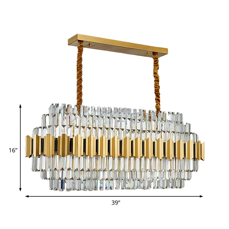 39" Wide 7-Tiered Icicle Hanging Chandelier Contemporary Crystal 16-Light Gold Pendant Light over Table Clearhalo 'Ceiling Lights' 'Island Lights' Lighting' 225626