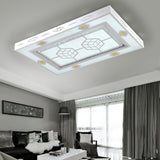 Modernism LED Ceiling Mounted Light Rectangular Mental Flush Lamp for Living Room with Crystal Accent, Warm Light White Clearhalo 'Ceiling Lights' 'Close To Ceiling Lights' 'Close to ceiling' 'Flush mount' Lighting' 225653