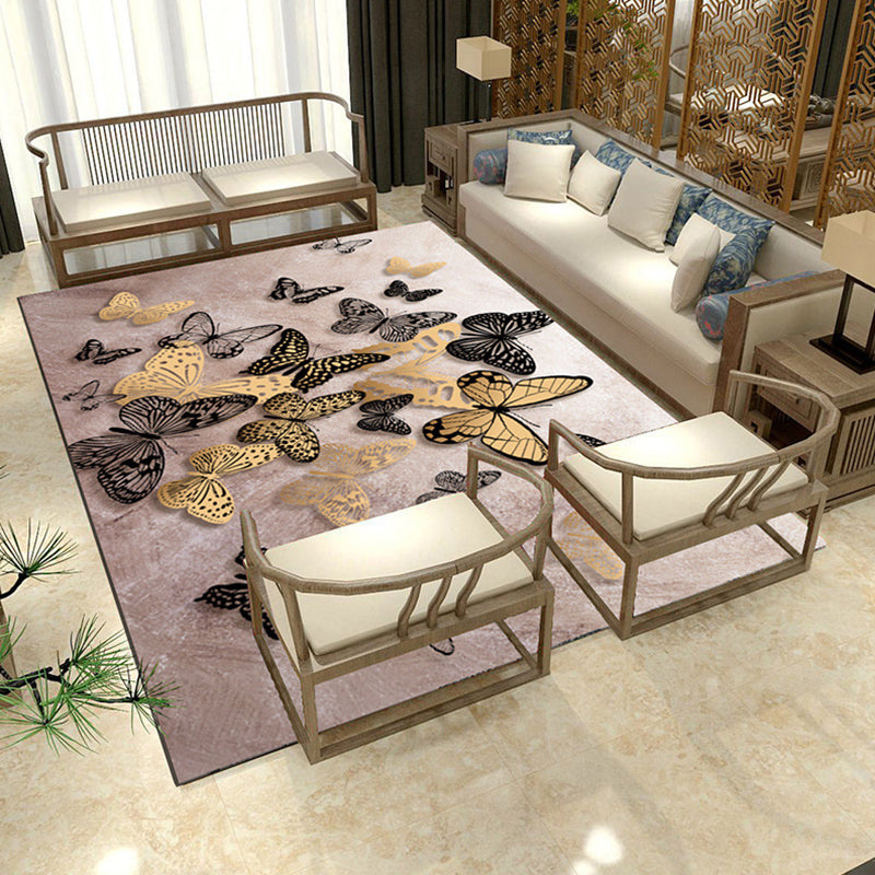 Art Deco Multicolor Asian Rug Synthetics Floral Print Carpet Machine Washable Pet-Friendly Anti-Slip Rug for Sitting Room Light Brown Clearhalo 'Area Rug' 'Rug' 2256693