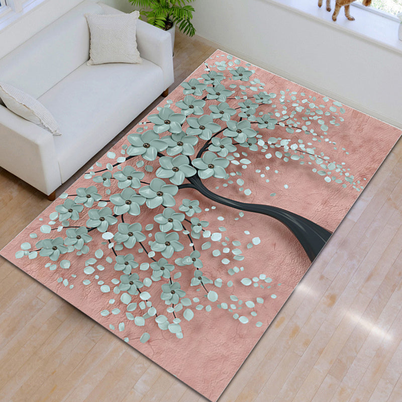 Aesthetics 3D Graphic Print Rug Multicolor Chinoiserie Rug Polypropylene Pet-Friendly Washable Anti-Slip Backing Rug for Parlor Pink Clearhalo 'Area Rug' 'Rug' 2256708