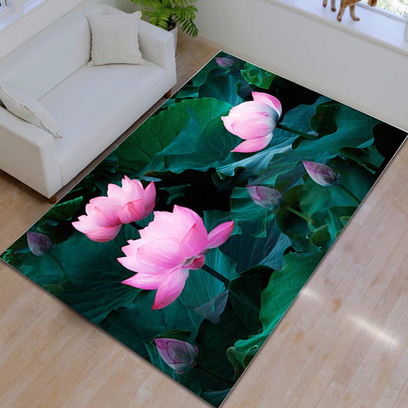 Aesthetics 3D Graphic Print Rug Multicolor Chinoiserie Rug Polypropylene Pet-Friendly Washable Anti-Slip Backing Rug for Parlor Dark Green Clearhalo 'Area Rug' 'Rug' 2256710