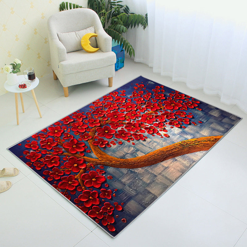 Aesthetics 3D Graphic Print Rug Multicolor Chinoiserie Rug Polypropylene Pet-Friendly Washable Anti-Slip Backing Rug for Parlor Red Clearhalo 'Area Rug' 'Rug' 2256711