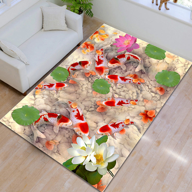 Aesthetics 3D Graphic Print Rug Multicolor Chinoiserie Rug Polypropylene Pet-Friendly Washable Anti-Slip Backing Rug for Parlor Brown Clearhalo 'Area Rug' 'Rug' 2256714