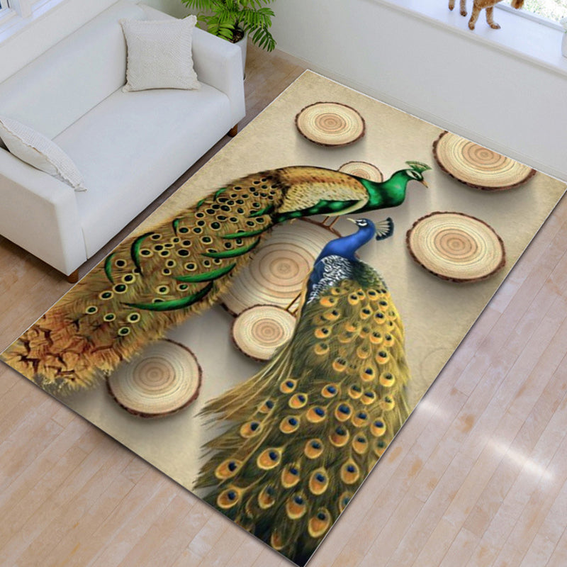 Aesthetics 3D Graphic Print Rug Multicolor Chinoiserie Rug Polypropylene Pet-Friendly Washable Anti-Slip Backing Rug for Parlor Beige Clearhalo 'Area Rug' 'Rug' 2256716