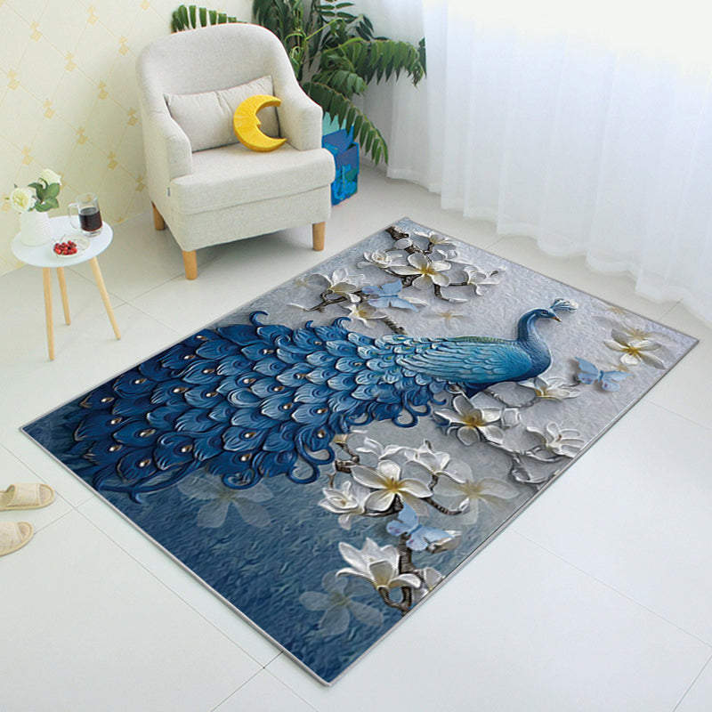 Aesthetics 3D Graphic Print Rug Multicolor Chinoiserie Rug Polypropylene Pet-Friendly Washable Anti-Slip Backing Rug for Parlor Gray Blue Clearhalo 'Area Rug' 'Rug' 2256717