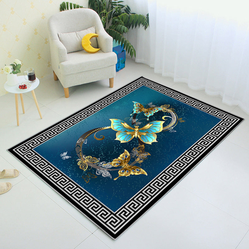 Aesthetics 3D Graphic Print Rug Multicolor Chinoiserie Rug Polypropylene Pet-Friendly Washable Anti-Slip Backing Rug for Parlor Royal Blue Clearhalo 'Area Rug' 'Rug' 2256718