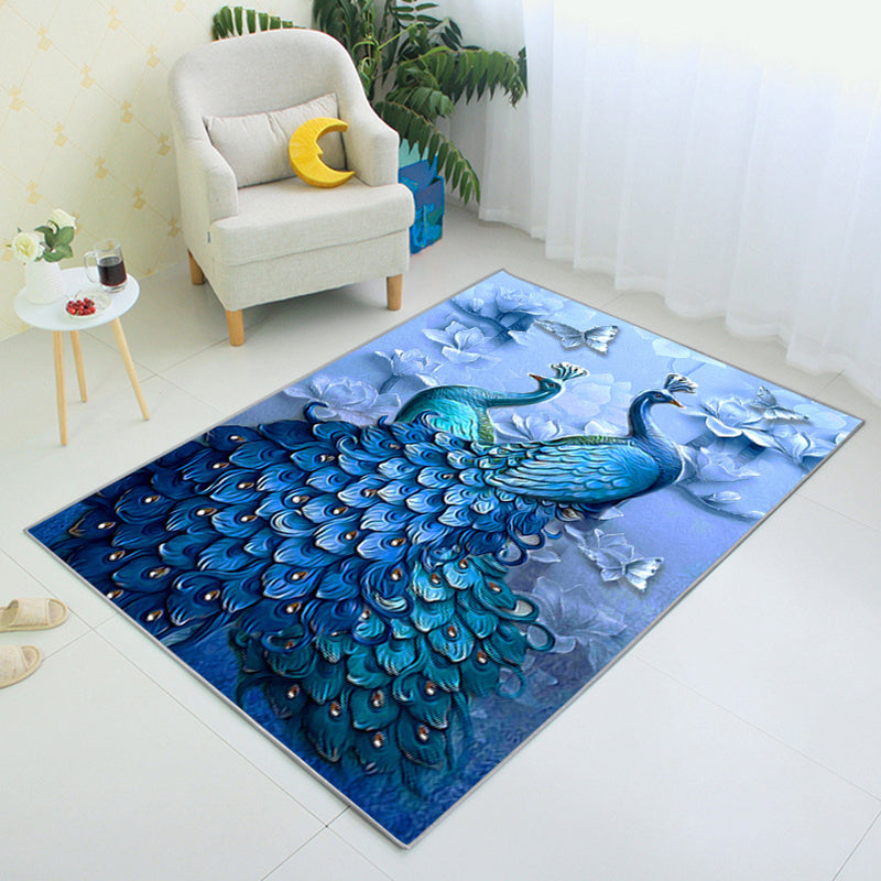 Aesthetics 3D Graphic Print Rug Multicolor Chinoiserie Rug Polypropylene Pet-Friendly Washable Anti-Slip Backing Rug for Parlor Blue Clearhalo 'Area Rug' 'Rug' 2256719