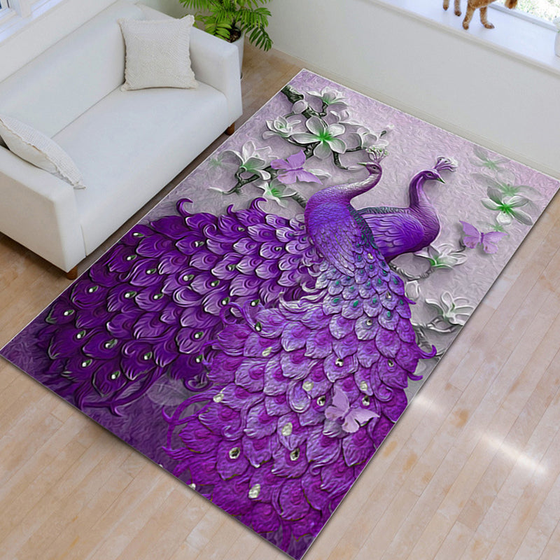 Aesthetics 3D Graphic Print Rug Multicolor Chinoiserie Rug Polypropylene Pet-Friendly Washable Anti-Slip Backing Rug for Parlor Purple Clearhalo 'Area Rug' 'Rug' 2256720