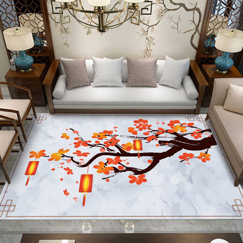 Traditional Chinese Indoor Rug Multi-Colored Flower Carpet Non-Slip Machine Wash Stain Resistant Rug for Home Orange Red Clearhalo 'Area Rug' 'Rug' 2256738