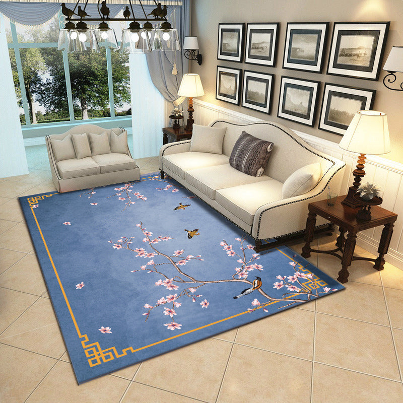 Antique Chinese Indoor Rug Multi-Colored Print Carpet Pet-Friendly Washable Anti-Slip Rug for Guest Room Denim Blue Clearhalo 'Area Rug' 'Rug' 2256797