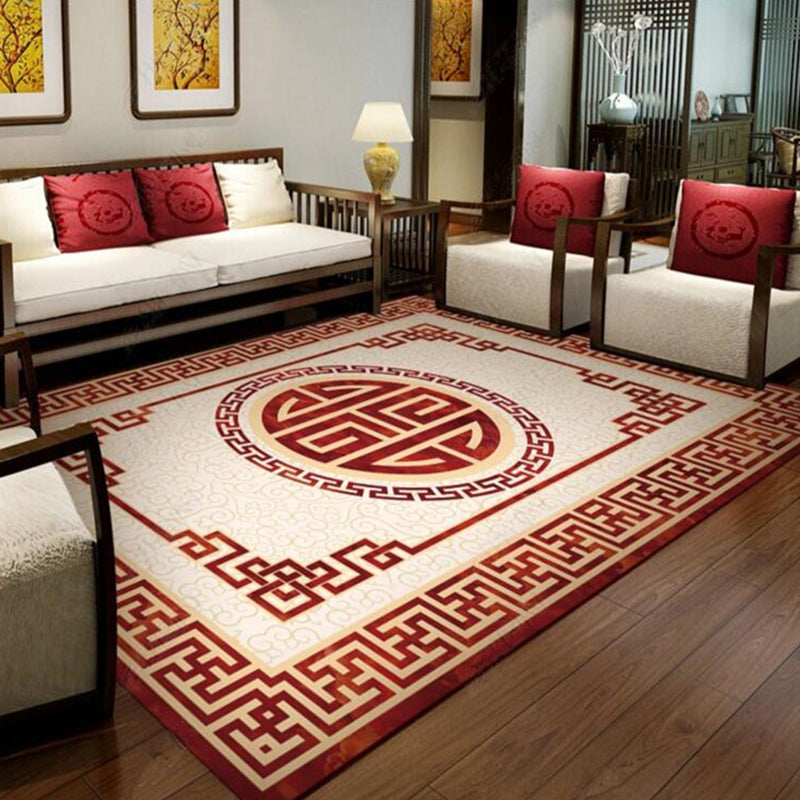 Antique Chinese Indoor Rug Multi-Colored Print Carpet Pet-Friendly Washable Anti-Slip Rug for Guest Room Orange Red Clearhalo 'Area Rug' 'Rug' 2256798