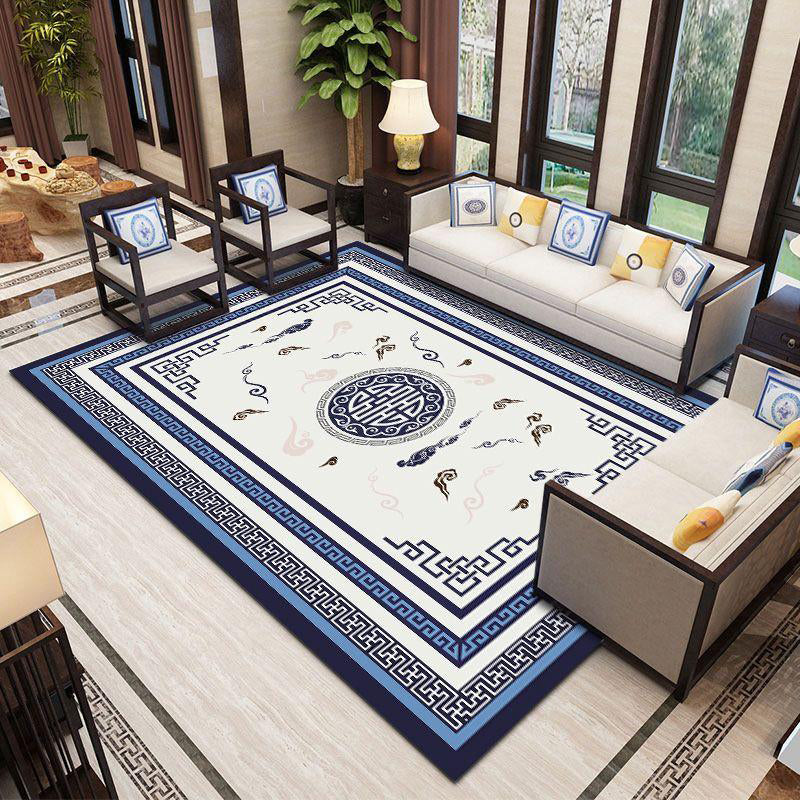 Traditional Printed Rug Multicolor Chinese Carpet Polyester Non-Slip Washable Pet-Friendly Rug for Living Room Blue Clearhalo 'Area Rug' 'Rug' 2256890