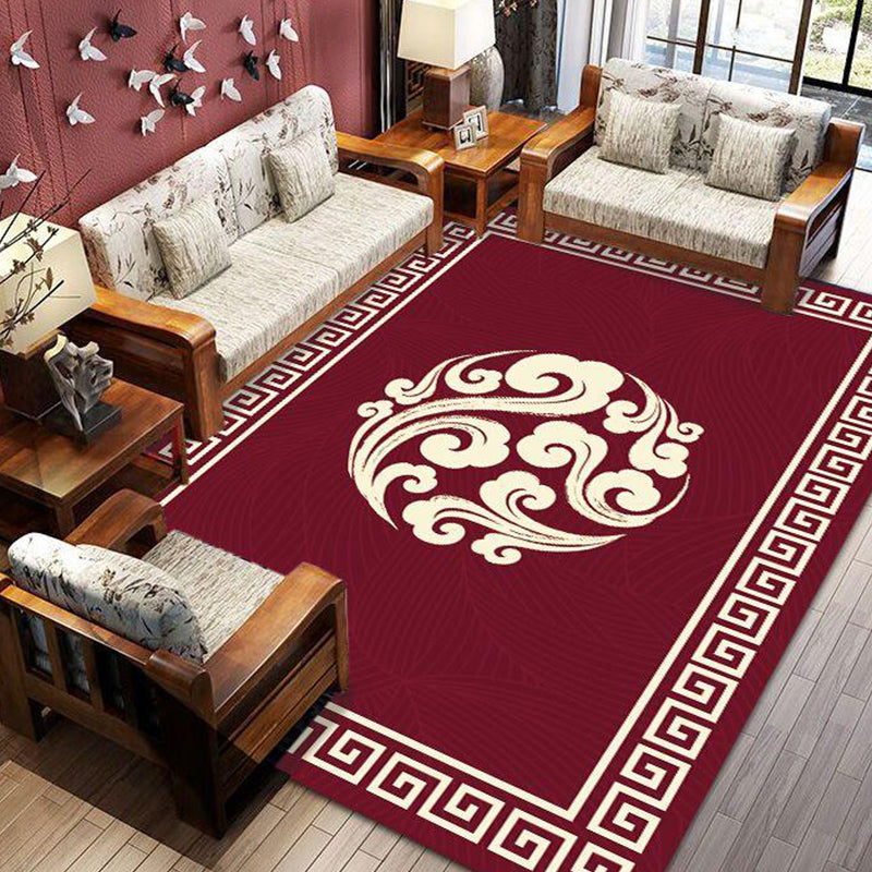 Traditional Printed Rug Multicolor Chinese Carpet Polyester Non-Slip Washable Pet-Friendly Rug for Living Room Brick Red Clearhalo 'Area Rug' 'Rug' 2256891