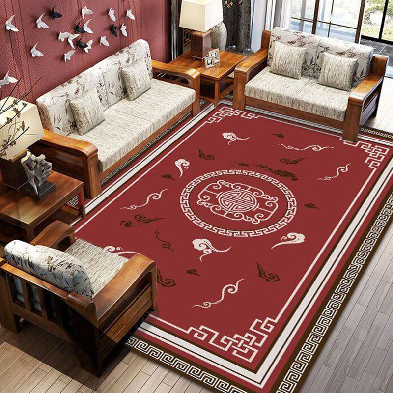 Traditional Printed Rug Multicolor Chinese Carpet Polyester Non-Slip Washable Pet-Friendly Rug for Living Room Red Clearhalo 'Area Rug' 'Rug' 2256895