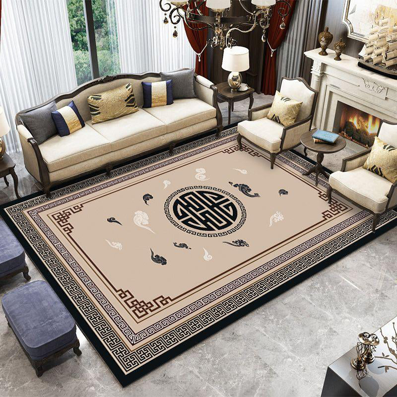 Traditional Printed Rug Multicolor Chinese Carpet Polyester Non-Slip Washable Pet-Friendly Rug for Living Room Khaki Clearhalo 'Area Rug' 'Rug' 2256899