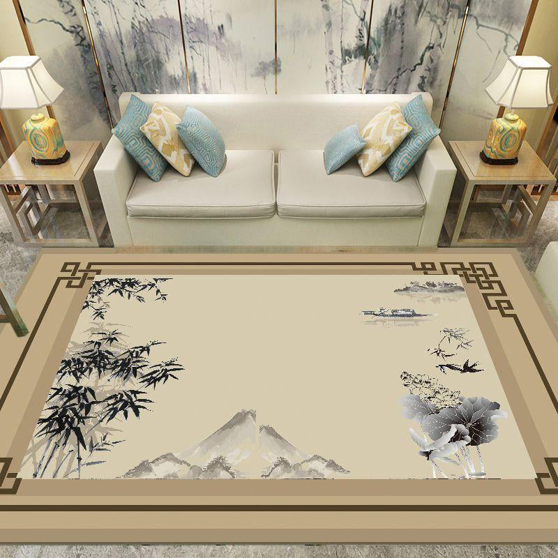 Traditional Printed Rug Multicolor Chinese Carpet Polyester Non-Slip Washable Pet-Friendly Rug for Living Room Tan Clearhalo 'Area Rug' 'Rug' 2256902