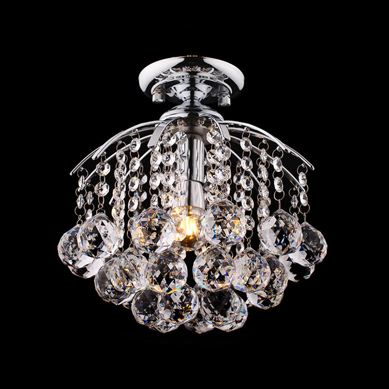 Cascade Porch Flush Mount Modernist Crystal 1 Light Chrome Ceiling Mounted Light Clearhalo 'Ceiling Lights' 'Close To Ceiling Lights' 'Close to ceiling' 'Flush mount' Lighting' 225697