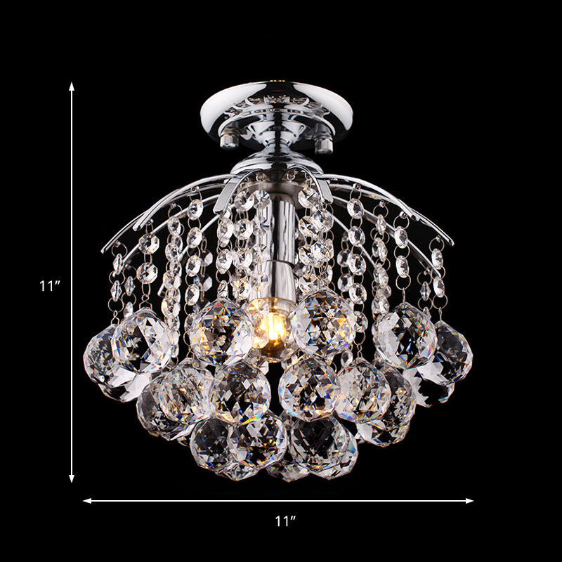 Cascade Porch Flush Mount Modernist Crystal 1 Light Chrome Ceiling Mounted Light Clearhalo 'Ceiling Lights' 'Close To Ceiling Lights' 'Close to ceiling' 'Flush mount' Lighting' 225698