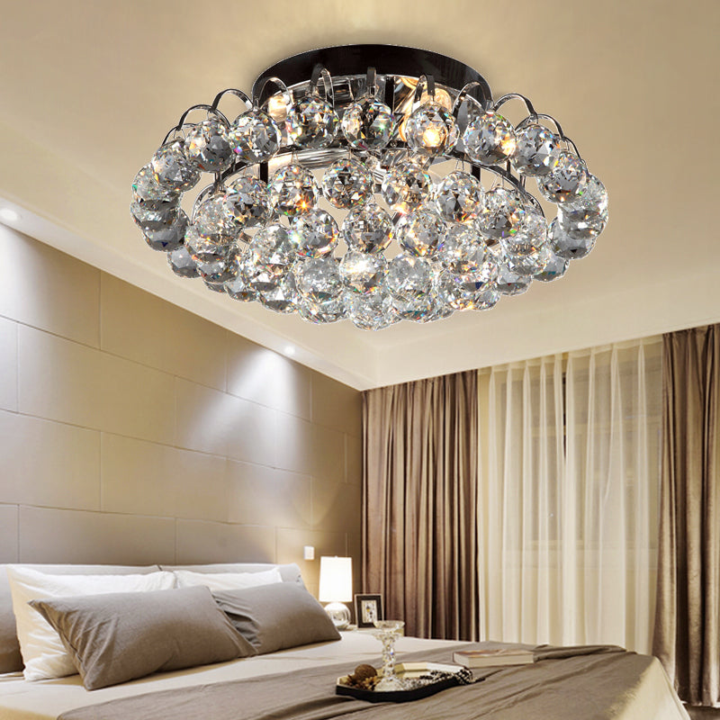 Tapered Bedroom Flush Mount Lamp Modern Crystal 3 Lights Black Ceiling Mounted Fixture Black Clearhalo 'Ceiling Lights' 'Close To Ceiling Lights' 'Close to ceiling' 'Flush mount' Lighting' 225699