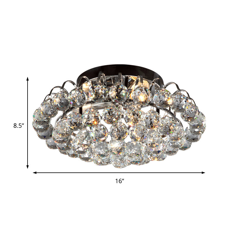 Tapered Bedroom Flush Mount Lamp Modern Crystal 3 Lights Black Ceiling Mounted Fixture Clearhalo 'Ceiling Lights' 'Close To Ceiling Lights' 'Close to ceiling' 'Flush mount' Lighting' 225702