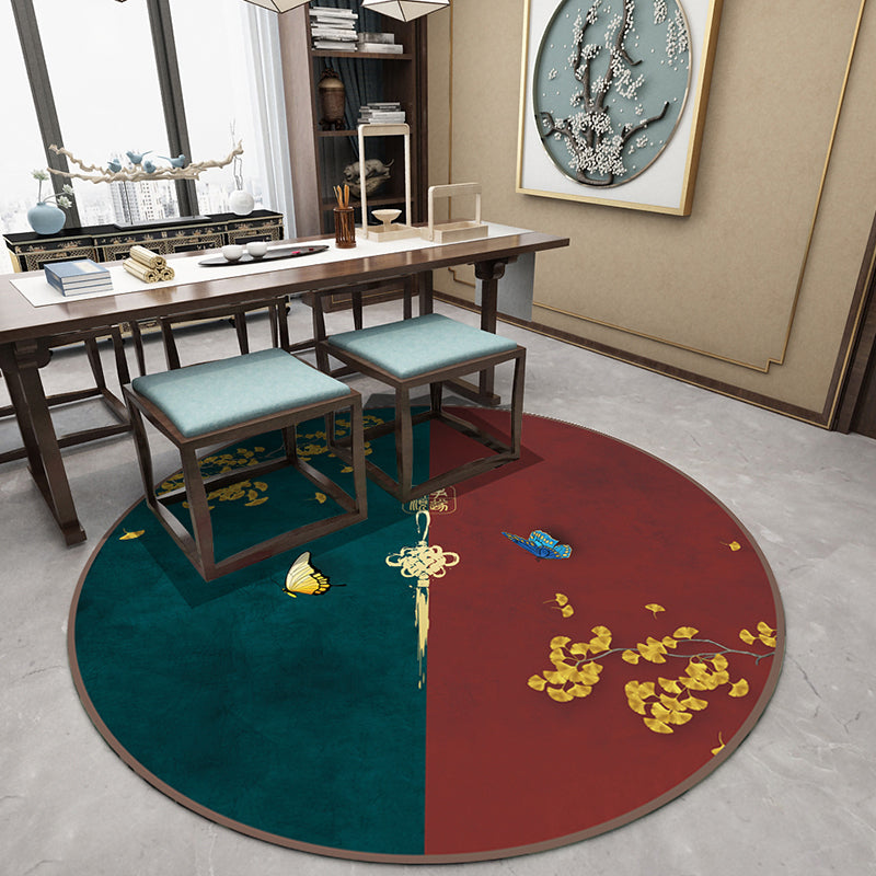 Asian Print Rug Multicolor Polypropylene Rug Pet-Friendly Machine Washable Anti-Slip Area Rug for Bedroom Crimson Clearhalo 'Area Rug' 'Rug' 2257036