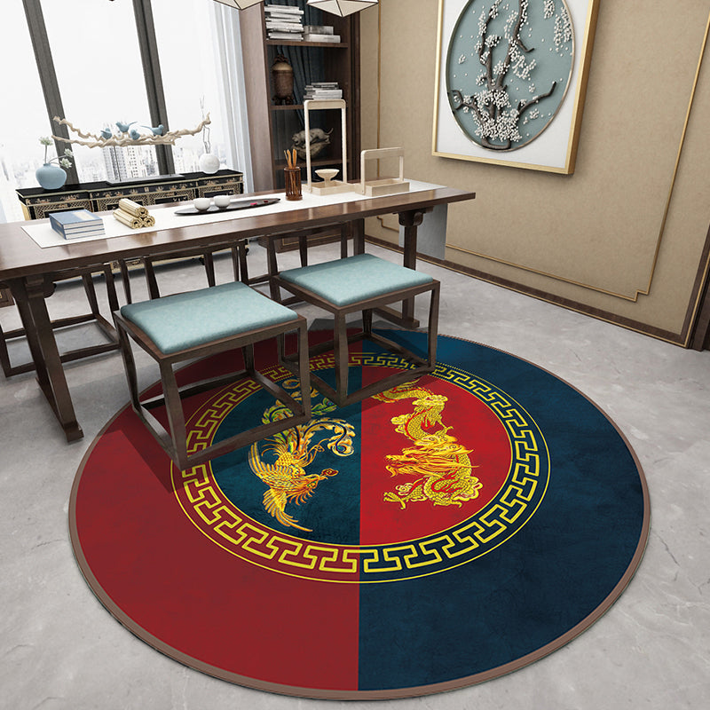 Asian Print Rug Multicolor Polypropylene Rug Pet-Friendly Machine Washable Anti-Slip Area Rug for Bedroom Green-Red Clearhalo 'Area Rug' 'Rug' 2257045