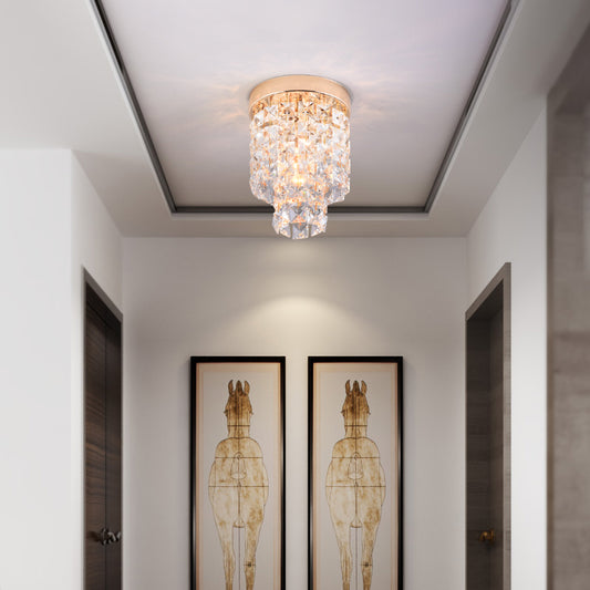 Double Tier Corridor Mini Flush Mount Crystal 1-Light Simple Ceiling Mounted Light in Copper Copper Clearhalo 'Ceiling Lights' 'Close To Ceiling Lights' 'Close to ceiling' 'Flush mount' Lighting' 225713