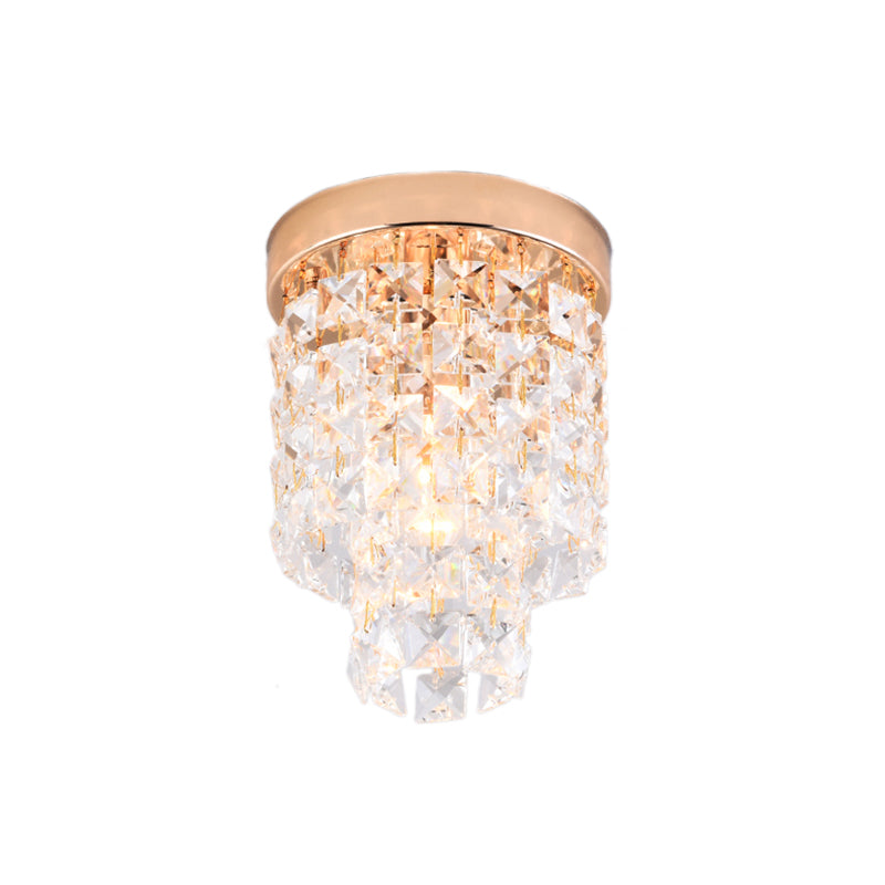 Double Tier Corridor Mini Flush Mount Crystal 1-Light Simple Ceiling Mounted Light in Copper Clearhalo 'Ceiling Lights' 'Close To Ceiling Lights' 'Close to ceiling' 'Flush mount' Lighting' 225715