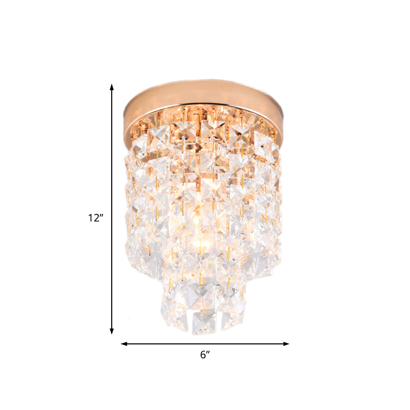 Double Tier Corridor Mini Flush Mount Crystal 1-Light Simple Ceiling Mounted Light in Copper Clearhalo 'Ceiling Lights' 'Close To Ceiling Lights' 'Close to ceiling' 'Flush mount' Lighting' 225716