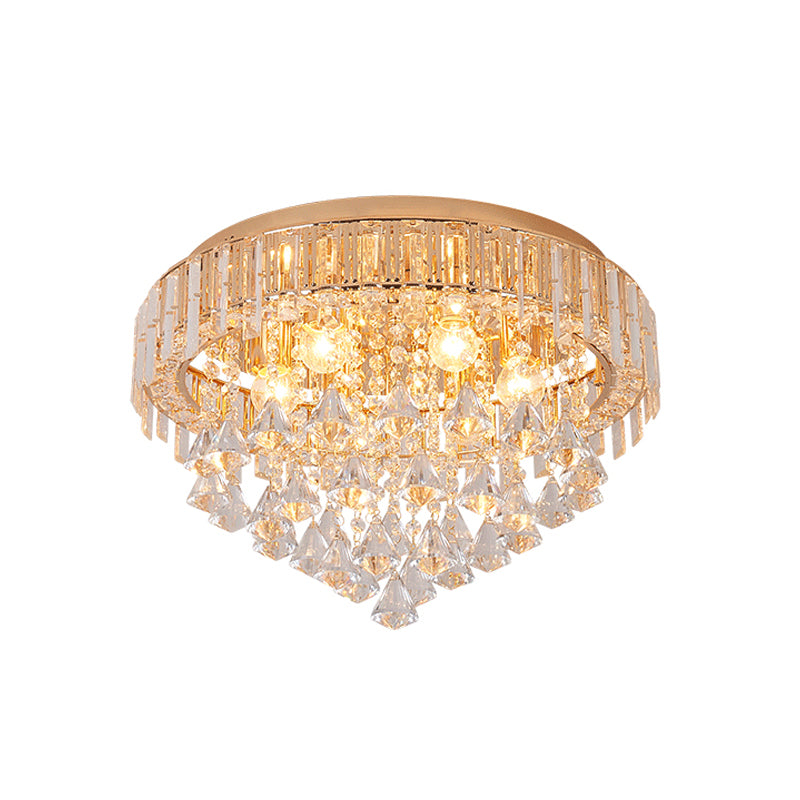 Teardrops Crystal Flush Lamp Contemporary 5 Lights Golden Ceiling Light Fixture for Living Room Clearhalo 'Ceiling Lights' 'Close To Ceiling Lights' 'Close to ceiling' 'Flush mount' Lighting' 225720