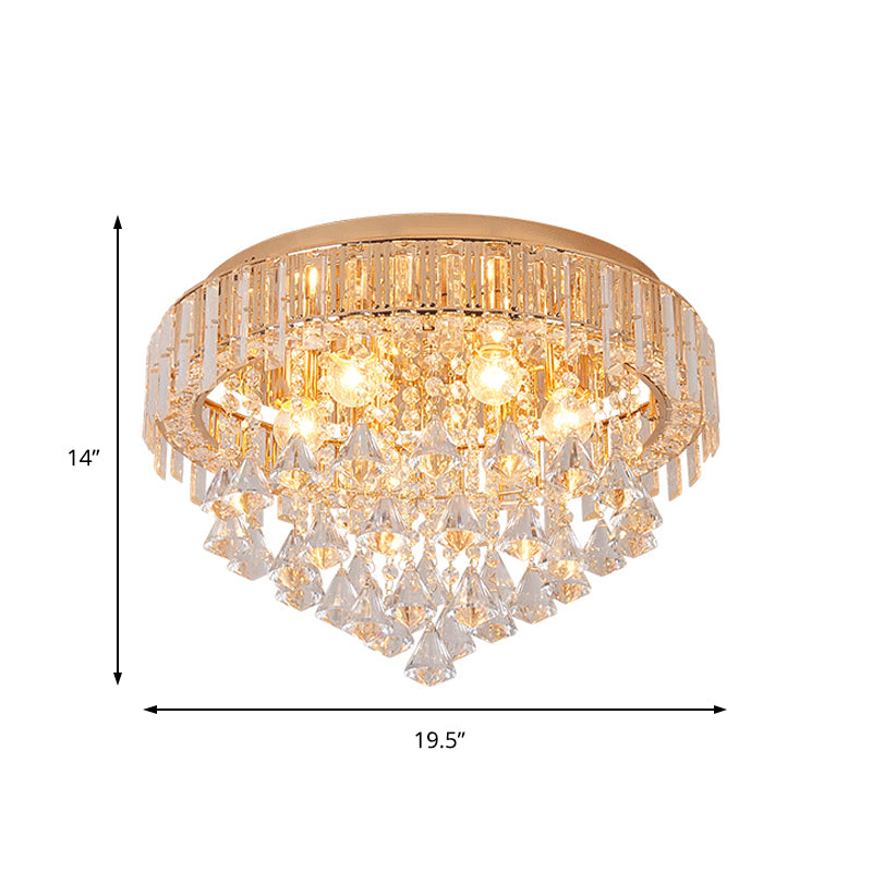 Teardrops Crystal Flush Lamp Contemporary 5 Lights Golden Ceiling Light Fixture for Living Room Clearhalo 'Ceiling Lights' 'Close To Ceiling Lights' 'Close to ceiling' 'Flush mount' Lighting' 225721