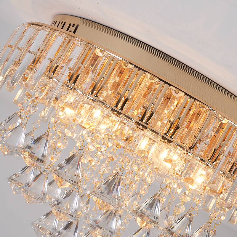 Teardrops Crystal Flush Lamp Contemporary 5 Lights Golden Ceiling Light Fixture for Living Room Clearhalo 'Ceiling Lights' 'Close To Ceiling Lights' 'Close to ceiling' 'Flush mount' Lighting' 225722