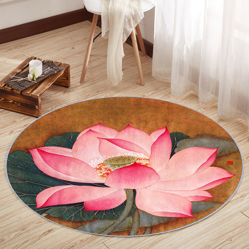 Chinese Landscape Print Rug Multicolor Polypropylene Carpet Anti-Slip Backing Stain Resistant Pet-Friendly Rug for Sitting Room Pink Clearhalo 'Area Rug' 'Rug' 2257251