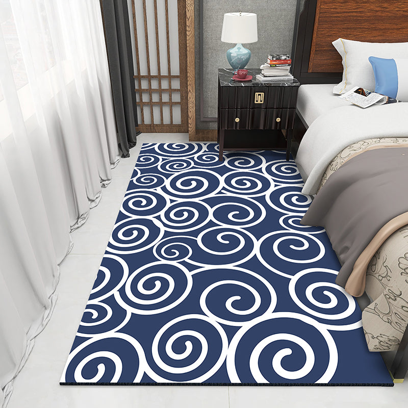 Asian Bedroom Area Rug Multi-Color Flower Branch Rug Polypropylene Anti-Slip Stain Resistant Washable Rug Dark Blue Clearhalo 'Area Rug' 'Rug' 2257362