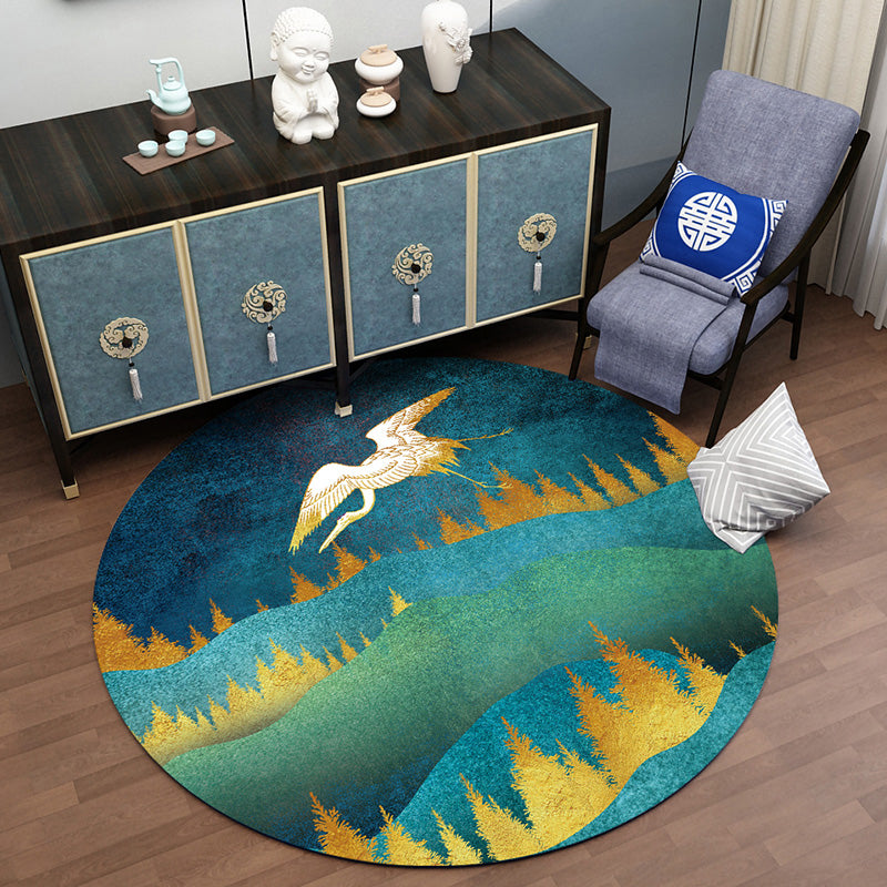 Unique Halcyon Scenery Print Rug Multi-Colored Oriental Rug Polyester Machine Wash Non-Slip Backing Rug for Home Green Clearhalo 'Area Rug' 'Rug' 2257414