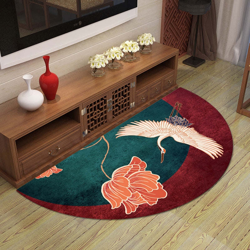 Unique Halcyon Scenery Print Rug Multi-Colored Oriental Rug Polyester Machine Wash Non-Slip Backing Rug for Home Blackish Green Clearhalo 'Area Rug' 'Rug' 2257415