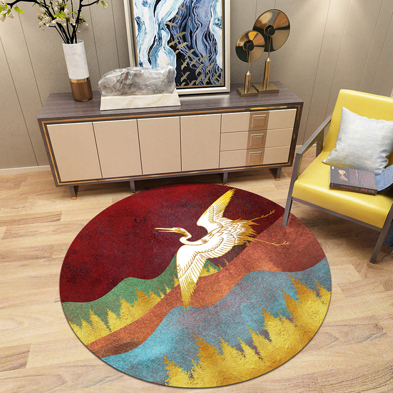 Unique Halcyon Scenery Print Rug Multi-Colored Oriental Rug Polyester Machine Wash Non-Slip Backing Rug for Home Dark Red Clearhalo 'Area Rug' 'Rug' 2257421