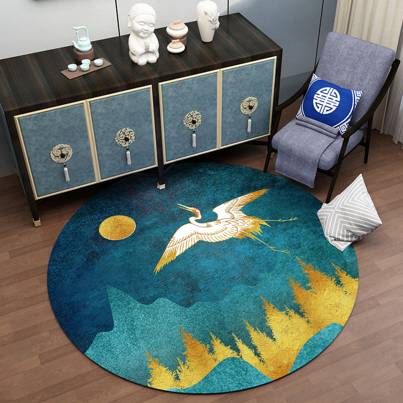 Unique Halcyon Scenery Print Rug Multi-Colored Oriental Rug Polyester Machine Wash Non-Slip Backing Rug for Home Turquoise Clearhalo 'Area Rug' 'Rug' 2257425