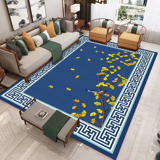 Chinese 3D Print Rug Multicolor Polyester Rug Pet-Friendly Non-Slip Washable Rug for Living Room Royal Blue Clearhalo 'Area Rug' 'Rug' 2257445