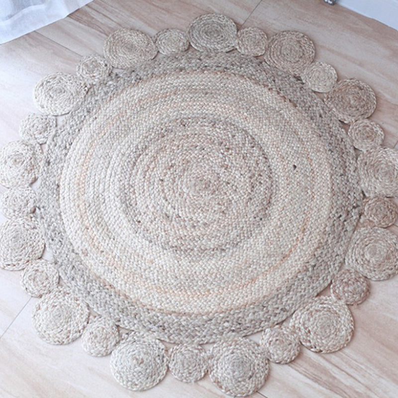 Natural Solid Color Rug Multicolor Rustic Carpet Sisal Pet-Friendly Anti-Slip Woven Rug for Bedroom Cream Gray 3'11" x 3'11" Clearhalo 'Area Rug' 'Rug' 2257476