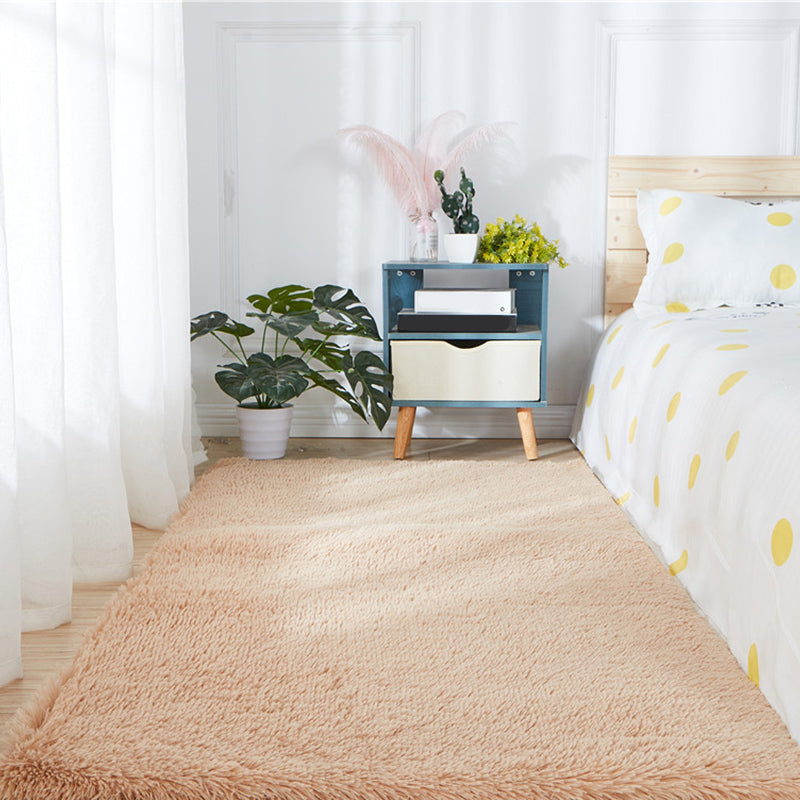 Simplicity Bedroom Area Rug Multi-Colored Plain Rug Shaggy Pet Friendly Anti-Slip Vacuum-Cleaning Rug Light Camel Clearhalo 'Area Rug' 'Casual' 'Rugs' Rug' 2257623