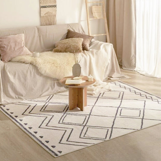 Minimalist Rhombus Line Art Rug Multicolor Southwestern Rug Synthetics Washable Anti-Slip Pet-Friendly Rug for Living Room White Clearhalo 'Area Rug' 'Rugs' 'Southwestern' Rug' 2257929