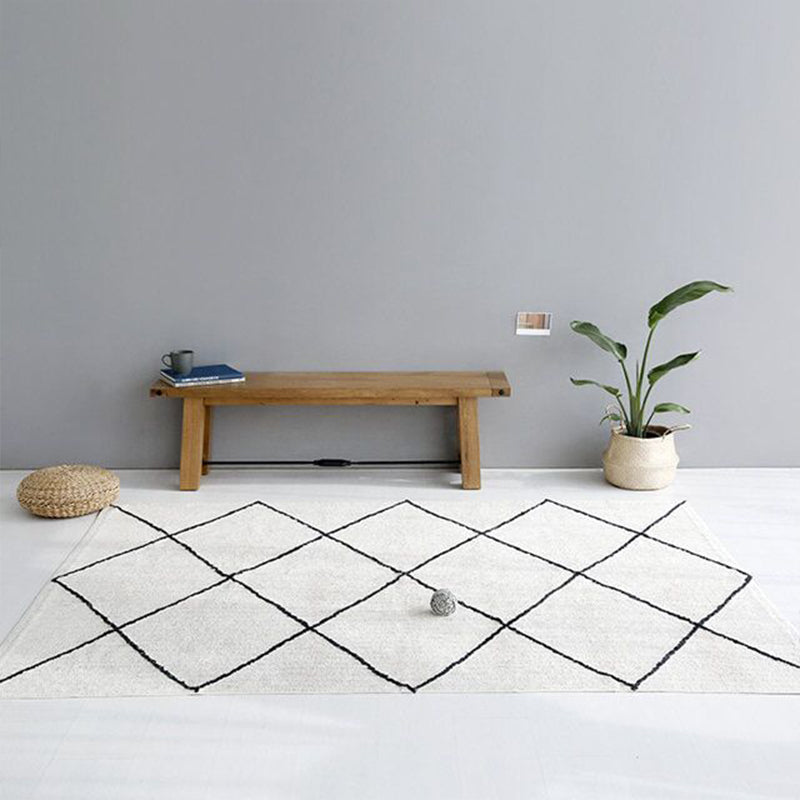 Minimalist Rhombus Line Art Rug Multicolor Southwestern Rug Synthetics Washable Anti-Slip Pet-Friendly Rug for Living Room Matte Black Clearhalo 'Area Rug' 'Rugs' 'Southwestern' Rug' 2257931