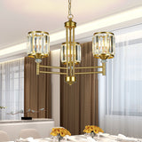 3/6/8 Lights Radial Hanging Chandelier Contemporary Crystal Suspension Light in Brass for Bedroom Clearhalo 'Ceiling Lights' 'Chandeliers' 'Modern Chandeliers' 'Modern' Lighting' 225793