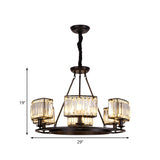 Black/Gold Circle Ceiling Chandelier Modernism Crystal 4/6 Lights Hanging Light Fixture for Bedroom Clearhalo 'Ceiling Lights' 'Chandeliers' 'Glass shade' 'Glass' 'Modern Chandeliers' 'Modern' Lighting' 225823