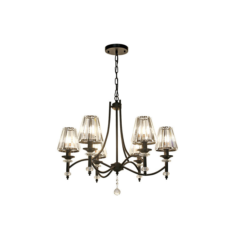 Tapered Chandelier Lighting Fixture Contemporary Crystal 4/6/8 Lights Black Pendant Light Kit with Adjustable Chain Clearhalo 'Ceiling Lights' 'Chandeliers' 'Glass shade' 'Glass' 'Modern Chandeliers' 'Modern' Lighting' 225847